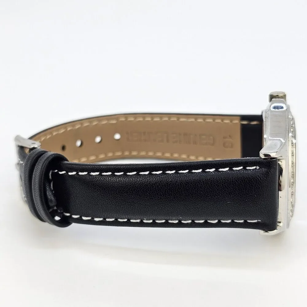 Gruen Women's Watch 36MM White Dial New Black White Leather Bands New‎ Battery